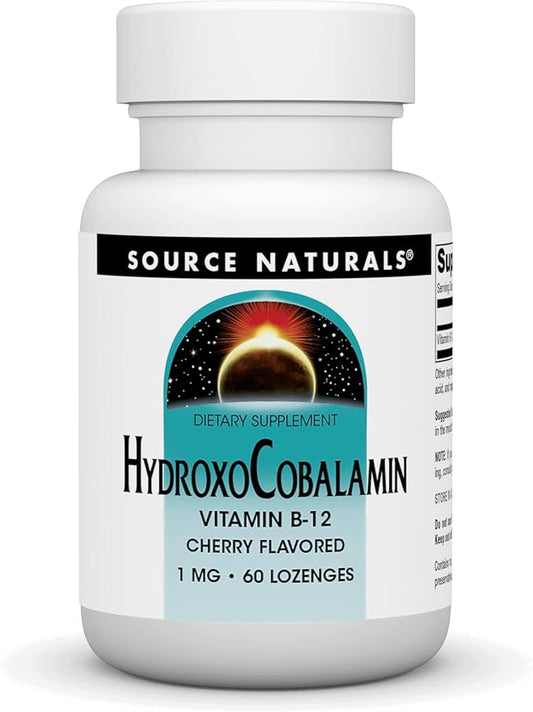 Source Naturals HydroxoCobalamin, Vitamin B-12, 1 mg - 60 Cherry Flavored Lozenges