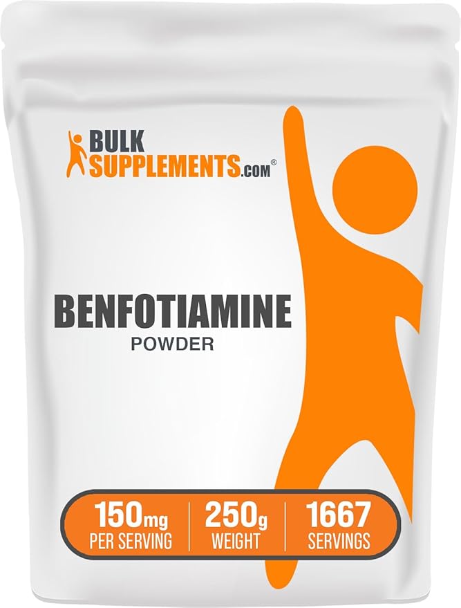 BulkSupplements.com Benfotiamine Powder - Thiamine B1 Supplement, Benfotiamine Supplement - Benfotiamine 150mg, Gluten Free - 150mg per Serving, 250g (8.8 oz) (Pack of 1)
