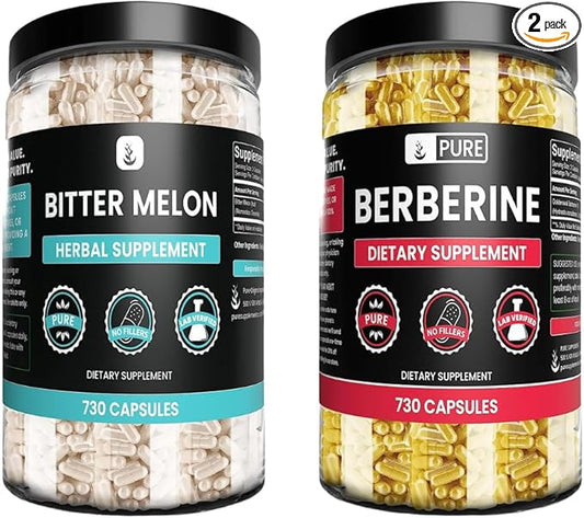 Pure Original Ingredients Goldenseal Berberine & Bitter Melon Capsules Bundle, (730 Capsules) No Magnesium or Rice Fillers