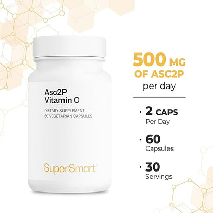 Supersmart - Asc2P 500 mg Per Day (Magnesium Ascorbyl Phosphate) - Anti-Aging & Antioxidant Supplement - Powerful Form of Vitamin C | Non-GMO & Gluten Free - 60 Vegetarian Capsules