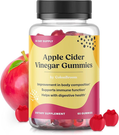 ColonBroom Apple Cider Vinegar Gummies for Women, 60 Gummies, 30 Day Supply, Vegan, Non-GMO Supplement – Supports Body Composition, Boost Metabolism & Improves Digestive Wellness