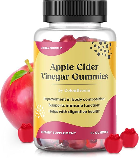 ColonBroom Apple Cider Vinegar Gummies for Women, 60 Gummies, 30 Day Supply, Vegan, Non-GMO Supplement – Supports Body Composition, Boost Metabolism & Improves Digestive Wellness