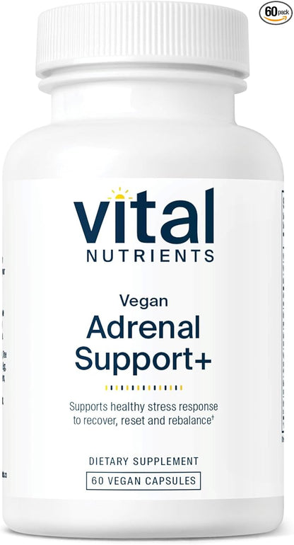 Vital Nutrients Vegan Adrenal Support + | Supplement to Support Adrenal Gland Function and Healthy Stress Response* | Mild Stress* | Gluten, Dairy & Soy Free | 60 Capsules