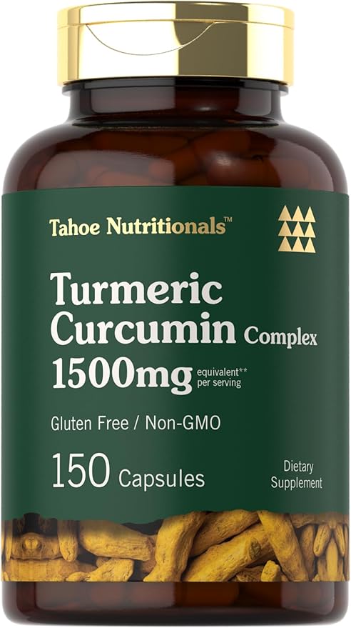Tahoe Nutritionals Turmeric Supplement | 1500 mg | 150 Capsules | Complex with Black Pepper | Non-GMO and Gluten Free