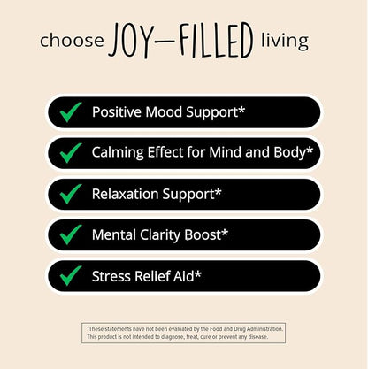 Joy-Filled Mood Support Supplement with St Johns Wort Capsules 120 Ct | Stress Relief Supplement with Rhodiola Rosea, Eleuthero | Helps Calm The Mind & Body | 100% Plant-Based Happy Pills | Herbal