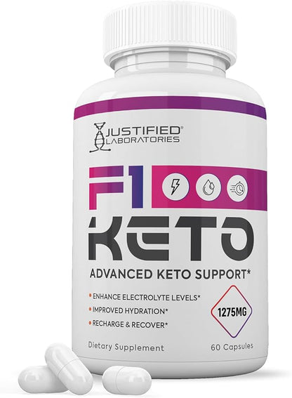 F1 Keto Pills 1275MG New & Improved Formula Contains Apple Cider Vinegar Extra Virgin Olive Oil Powder Green Tea Leaf 60 Capsules