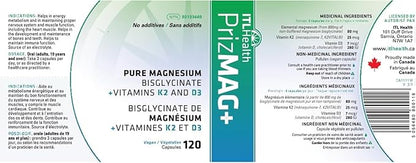 ITL Health Pure Magnesium Bisglycinate VIT K2 D3, 120 CT