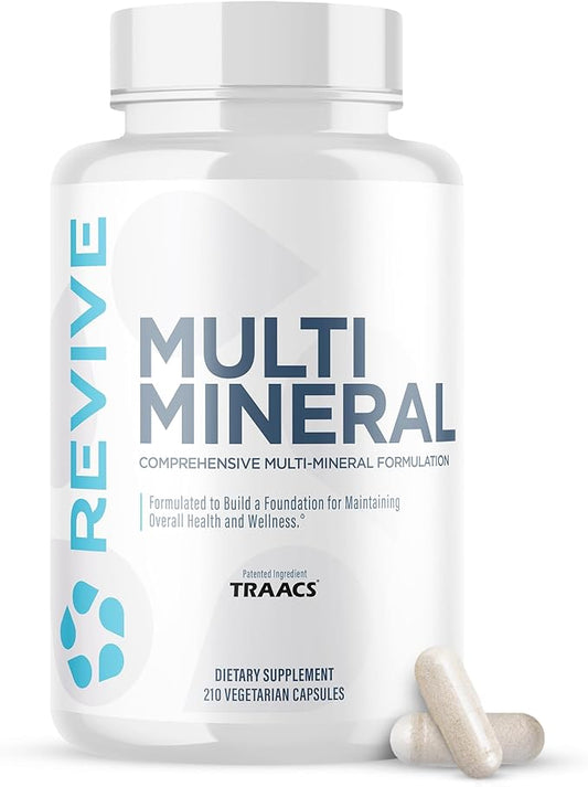 Revive MD Multi Mineral Supplement for Men & Women - Broad Spectrum Mineral Support Supplement Promotes Healthy Bone Density & Skeletal Strength - Calcium, Vitamin D, Magnesium & Zinc - 210 Capsules