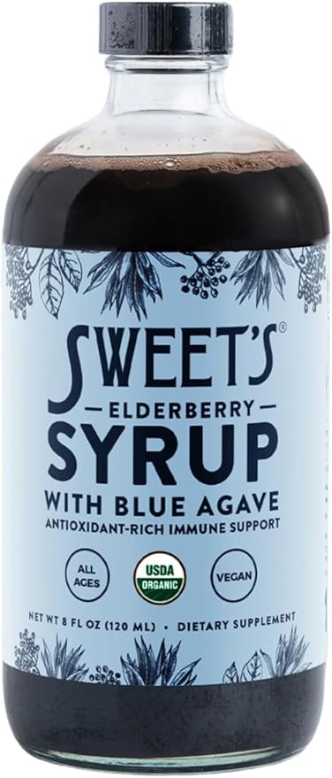 Elderberry Syrup with Blue Agave | Immune Support | USDA Organic Certified | Non-GMO | Vegan | Gluten-Free (8 oz)