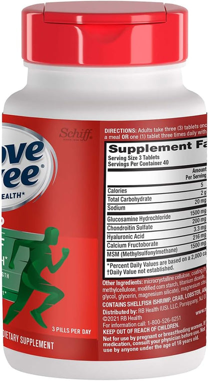 Move Free Advanced Plus MSM Coated Tablets, Joint Health Supplement with Glucosamine and Chondroitin, 120 Count, Pack of 2