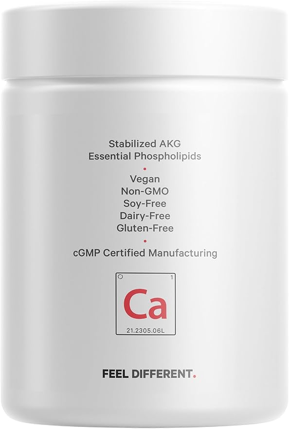 Codeage Liposomal Calcium AKG Supplement - Calcium Alpha-Ketoglutarate - 2-Month Supply - Liposomal Delivery - 1 Capsule Per Serving - Non-GMO, Gluten-Free - 60 Capsules