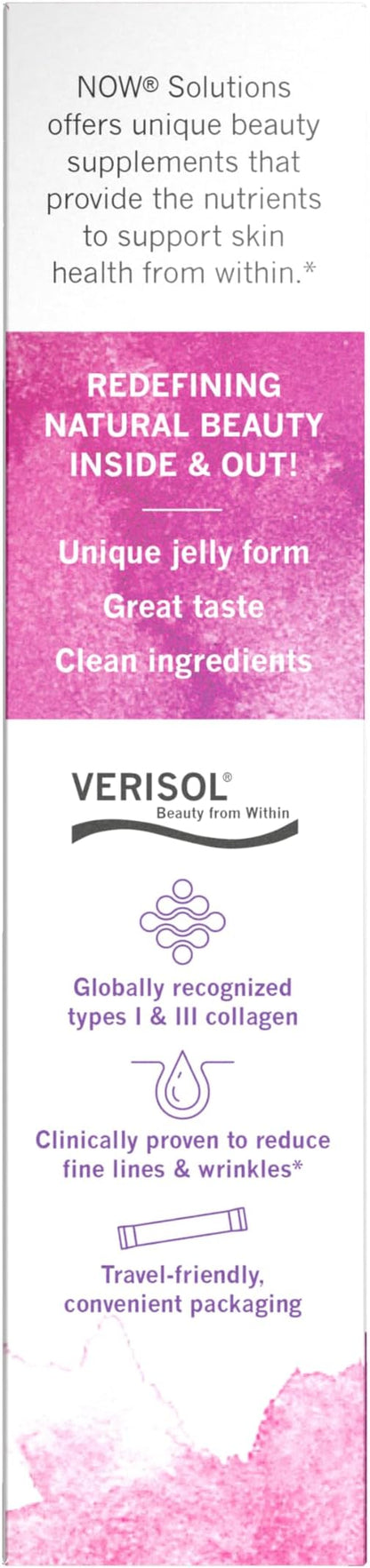 NOW Foods Solutions, Collagen Jelly Beauty Complex, Sweet Plum Flavor, 10 Jelly Sticks
