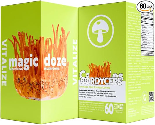 Magic Doze Cordyceps Mushroom Capsules - 60 Vegan Capsules, Herbal Supplement for Dietary Use