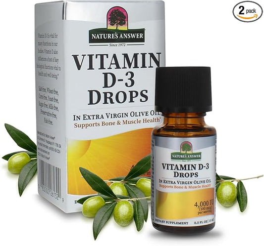 Nature's Answer Platinum Vitamin D3 4000 IU Supplement Liquid Drop, 0.5 Ounce - 2 per case. | Immune Booster | Promotes Muscle & Bone Health