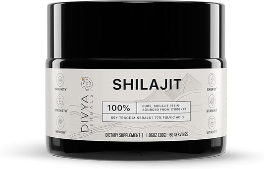 Pure Himalayan Organic Shilajit Resin | 85+ Trace Minerals - 77%+ Fulvic Acid | Energy, Vitality Supplement | Sustainably Sourced | No Fillers, Low-Heat Water Extraction | 30gm - 60Svgs