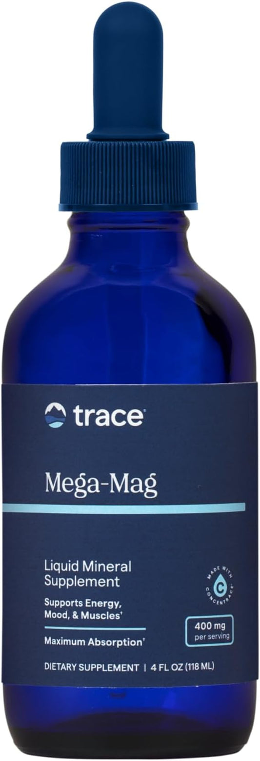 Trace Minerals Mega-Mag - Liquid Energy Support Supplement with Magnesium & Chloride - Healthy Bone & Muscle Function Support Formula - Supplement to Support Nerve Health - 4 fl oz (30 Servings)