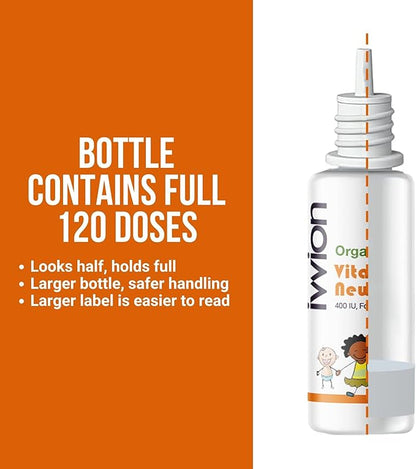 Organic 10 UG 120 Drops- Daily Vitamin D3 Supplement for Infant and Young Children