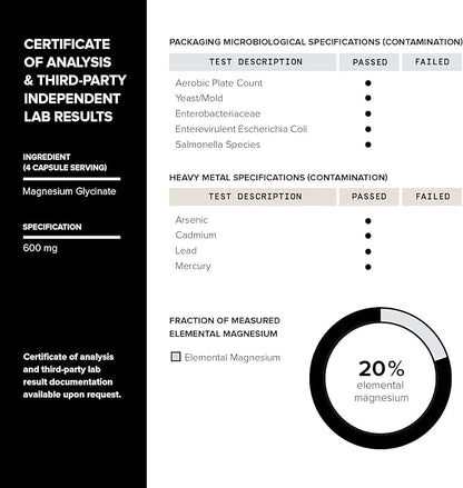 Toniiq 3,000mg Ultra High Strength Magnesium Glycinate - 20% Purified to Contain 600mg of Elemental Magnesium - Chelated and Bioavailable Magnesium Supplement - 240 Veggie Capsules