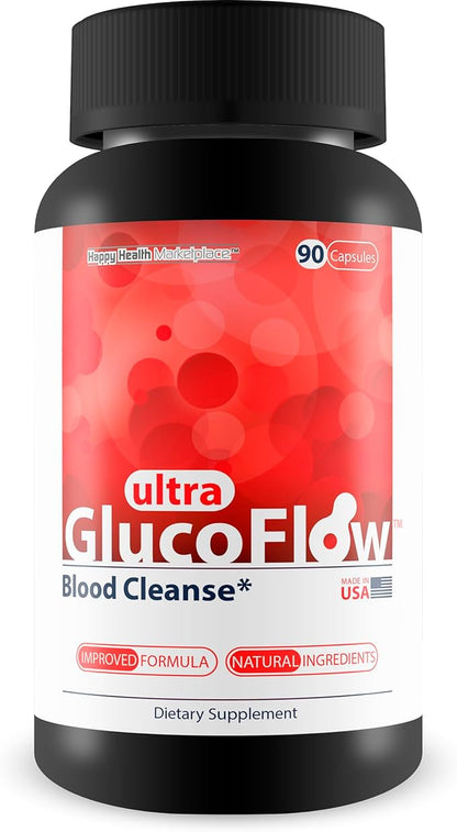 Ultra Gluco Flow - Improved Formula - Our Best Blood Cleanse Detox Cleanse Blood Support Pills - Blood Health Blood Circulation Pills Detox Cleanse Blood Gluco Bio Sweet Relief Glycogen Support