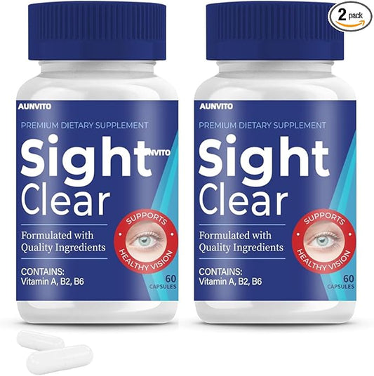 New Sight-Clear, Sight-Clear Pills,Sight-Clear 60 Capsules for 30 Days, Sight-Clear Capsules - Sight-Clear Supplement for Vitamin(2 PC)
