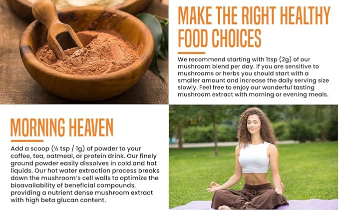 Ellie's Best 7 Mushroom Powder Extract Organic Blend - Reishi, Lion's Mane, Chaga, Turkey Tail, Cordyceps, Maitake & Shiitake - Double Extracted - Pure No Fillers - 8oz / 228 1g Servings……