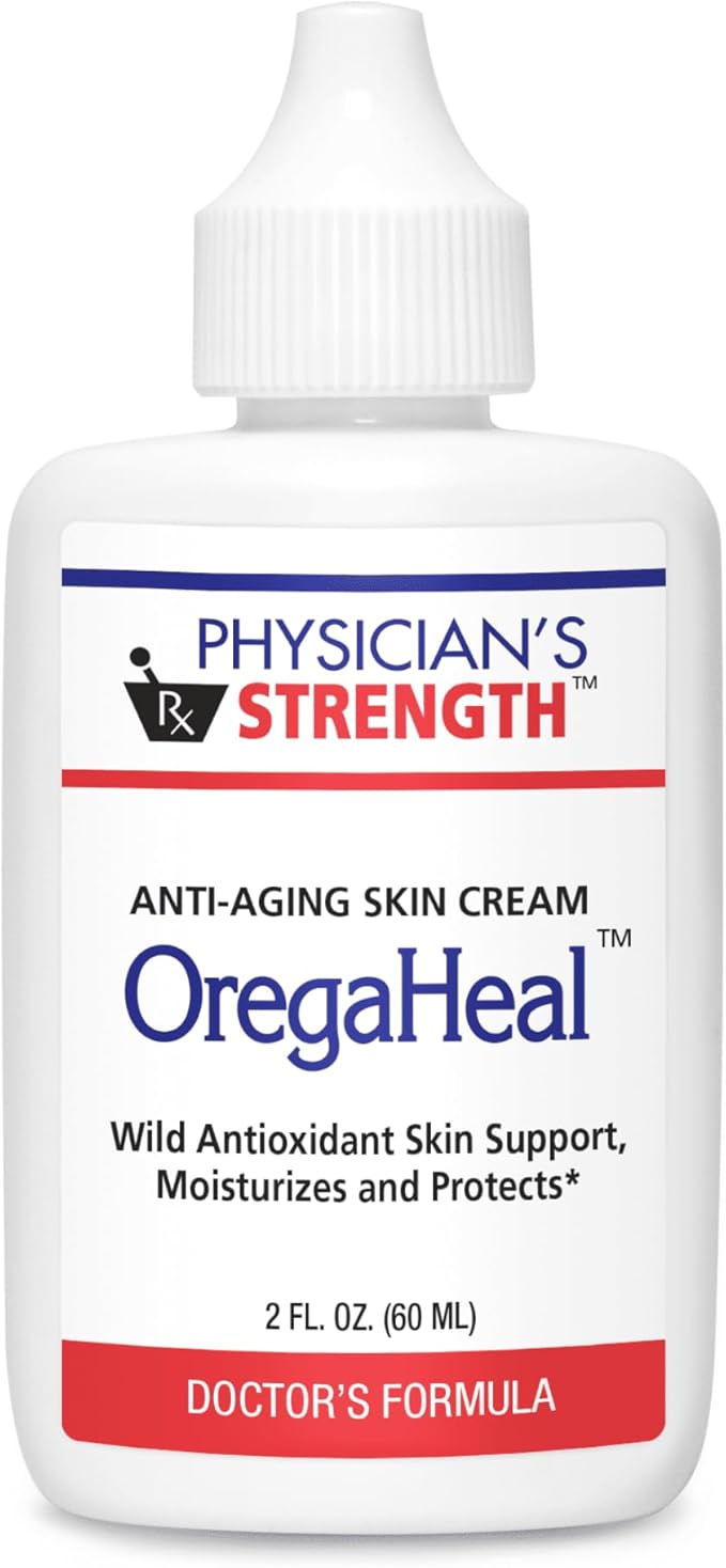 Physician's Strength OregaHeal Cream - 2 fl oz - Anti-Aging Skin Cream - Wild Antioxidant Skin Support - Moisturizes & Protects - Suitable for All Skin Types