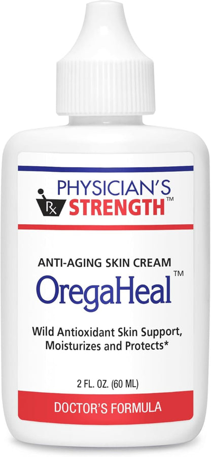 Physician's Strength OregaHeal Cream - 2 fl oz - Anti-Aging Skin Cream - Wild Antioxidant Skin Support - Moisturizes & Protects - Suitable for All Skin Types
