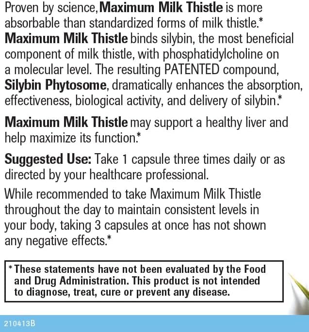 Natural Wellness Maximum Milk Thistle - 720mg Daily Dose (3x 240mg Capsules) - Potent Liver Detox & Repair Supplement, Non-GMO, Gluten-Free, Vegan, USA-Made - Advanced Fatty Liver & Enzyme Health