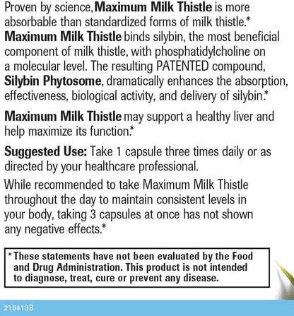 Natural Wellness Maximum Milk Thistle - 720mg Daily Dose (3x 240mg Capsules) - Potent Liver Detox & Repair Supplement, Non-GMO, Gluten-Free, Vegan, USA-Made - Advanced Fatty Liver & Enzyme Health