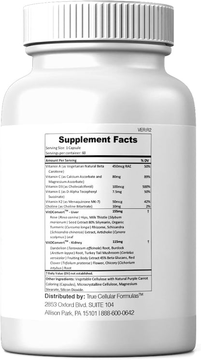VITDRestore+™ - Vitamin D3 + K2 with Liver and Kidney Support | Soy Free, Non-GMO, Vegan, 30-Day Supply