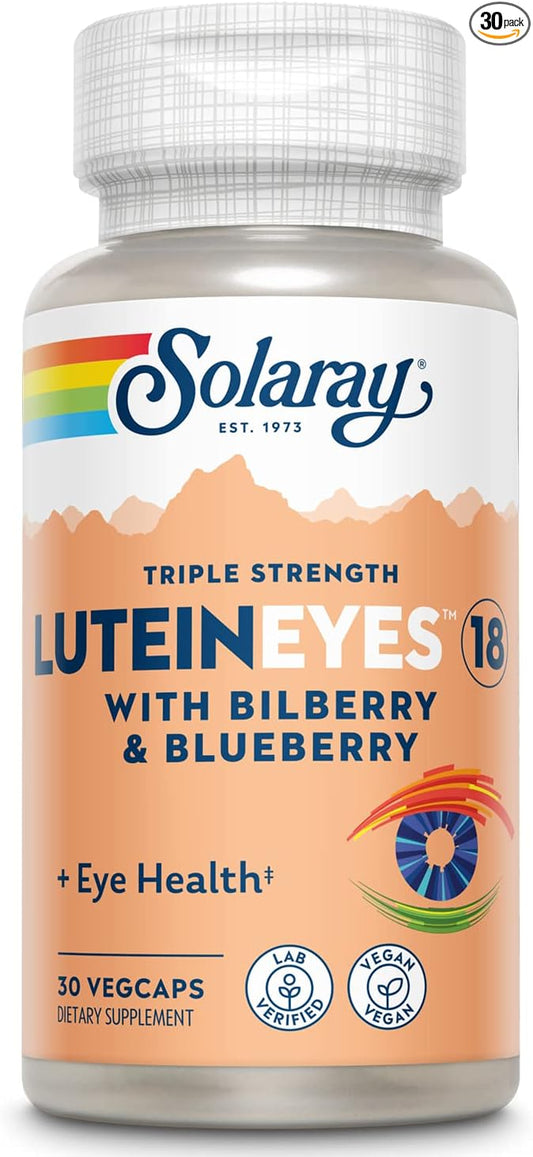 SOLARAY Triple Strength Lutein Eyes, 18 mg | Eye & Macular Health Support Supplement w/Naturally Occurring Lutein and Zeaxanthin | Non-GMO | 30 Count
