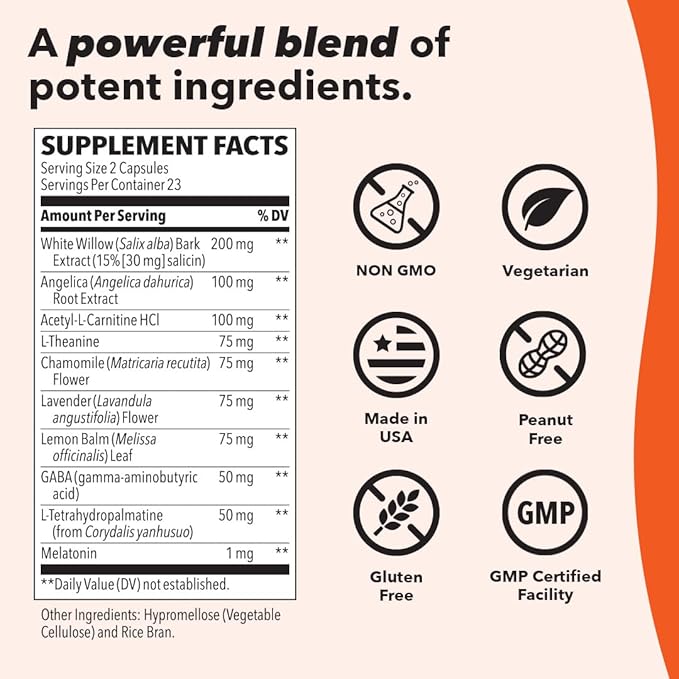 LifeSeasons Relieve-R PM - Eases Nighttime Aches & Discomfort - Relaxes Muscles - Calms The Nervous System - Supports Natural Sleep Cycles & Non Habit Forming - 46 Capsules