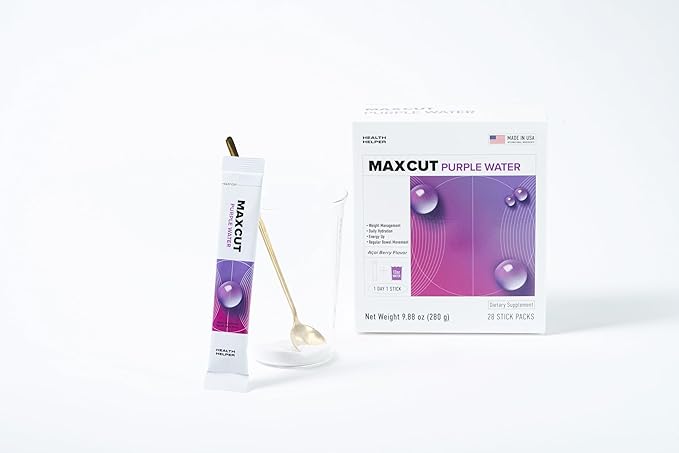 Maxcut Purple Water: 4-in-1 Natural Supplement for Effective Weight Management and Metabolism, Prebiotic Gut Health, Hydration, Natural Energy - All Free from Gluten, Dairy, Sugar, Soy, and Caffeine