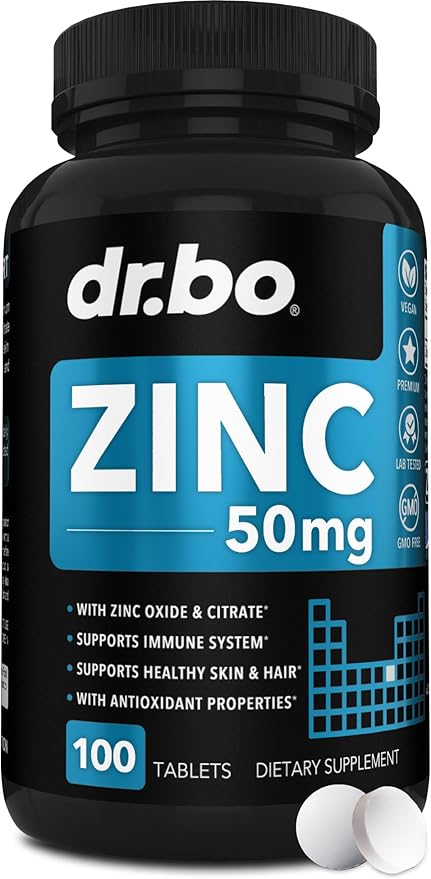 Zinc Supplements 50mg Tablets Supplement - Natural Pure Zinc 50mg Oxide Citrate Capsules Mineral Pills - Vitamin Support Energy Hair Skin Acne Vegan Vitamins for Men & Women - 100 Tablets for Adults