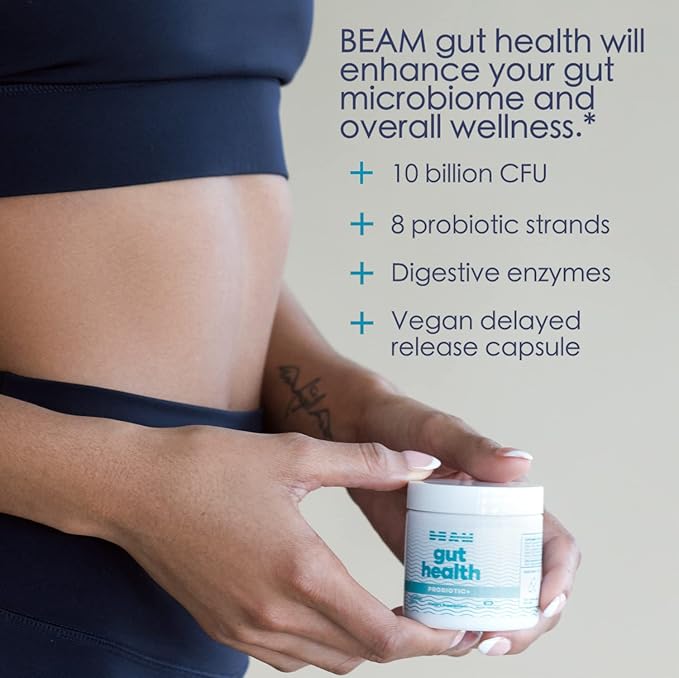 Be Amazing Gut Health Probiotic+ | Digestive Enzymes, 10 Billion CFU, 8 Probiotics Strands, Improves Skin | Reduce Bloating & Supports Regularity for Women & Men | Vegan, Gluten Free | 30 Capsules