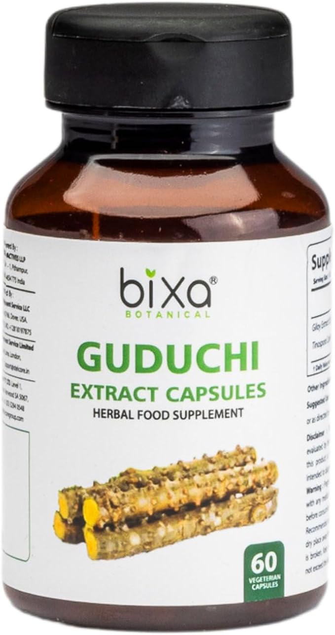 bixa BOTANICAL Ayurvedic Natural Herbal Supplement Guduchi Extract Caplsules | Giloy | Tinospora Cordifolia | 450 Mg Veg Capsules 60 Count (Pack of 1)
