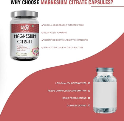 Magnesium Citrate Capsules - 30 Count | for Daily Wellness