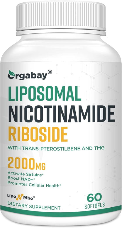 Liposomal Nicotinamide Riboside 2000 MG with TMG and Pterostilbene, Boosting NAD+, Support Healthy Aging, 60 Count