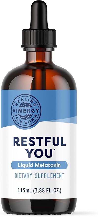 Vimergy Melatonin 5 mg – Natural Sleep Aid – Sleep Supplement – Helps You Fall Asleep Faster & Stay Asleep Longer - Non-GMO, Gluten-Free, Kosher, Soy-Free, Vegan, Paleo (115 mL)