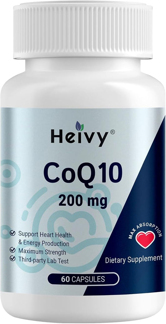 CoQ10 200mg - High Absorption 99% Ubiquinone Coenzyme Q10 - CO Q 10 Supplement Support Heart Health, Antioxidant & Energy Supplement - 60 Vegan Capsules