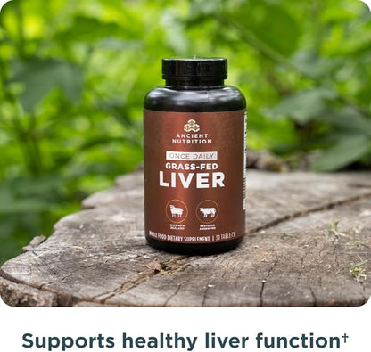 Ancient Nutrition Organ Supplements, Once Daily Grass-Fed and Wild Organ Complex Capsules, Beef & Lamb Liver, Supports Healthy Blood, Gut, and Liver, 30 Ct