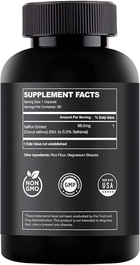 Ultra6 Saffron Supplements - 100% Pure Saffron Extract Capsules and Mood Enhancer for Women and Men - Natural Supplement for Eye Health (90 Servings)