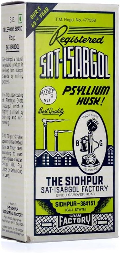Sat-Isabgol Psyllium Husk, Isabgol Husk, SidhpuIsabgol Bhusi (Pack of 100g) 100% Natural Satisabgol, Isabgoloff White