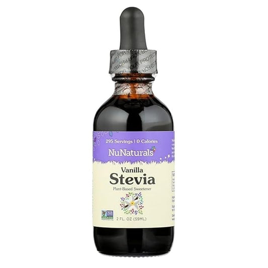 NuNaturals Liquid Stevia, Sugar-Free Sweetener, Plant-Based Sugar Substitute, Zero Calorie, Vanilla Flavor, 2 oz