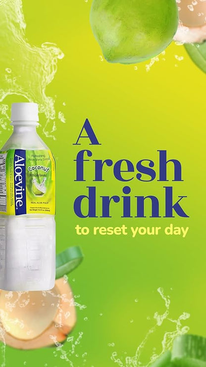 Aloevine Aloe Vera Drink, 16.9 fl oz, 20 pack Coconut