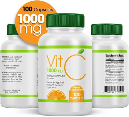 VIT C, 100 Capsules, Dietary Supplement, Elevate Your Immunity with Vitamin C, Dietary Supplement (Pack of 2)