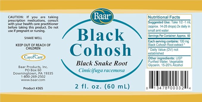 Baar Black Cohosh (Snakeroot) Fluid Extract, 2 Ounces
