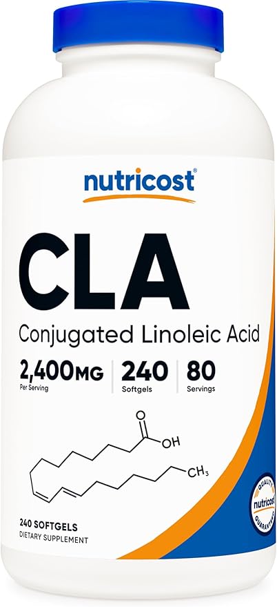 Nutricost CLA (Conjugated Linoleic Acid) 2,400mg, 240 Softgels - Gluten Free, Non-GMO, 800mg Per Softgel