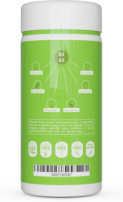 UpNourish Liposomal D3 & K2 MK-7, Advanced Absorption for Optimal Bone and Immune Health, Supplies 5000 IU 125 mcg Vitamin D3 and 100 mcg Vitamin k2 with Organic Coconut Oil, 365 Mini softgels