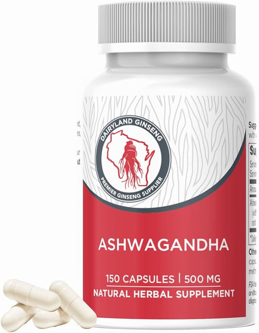 Dairyland Management Ashwagandha Capsules 150ct - 1000 mg per Serving Max Strength Ashwagandha Root Powder - Herbal Supplements and Extract